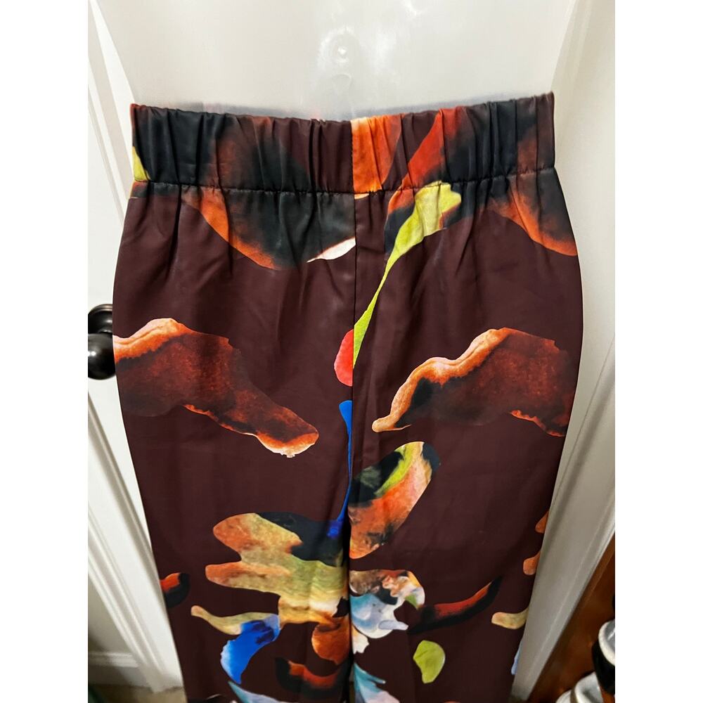 Micas Floral Print High Waisted Straight Leg Pants Large loose fit chiffon NWT - Picture 10 of 11
